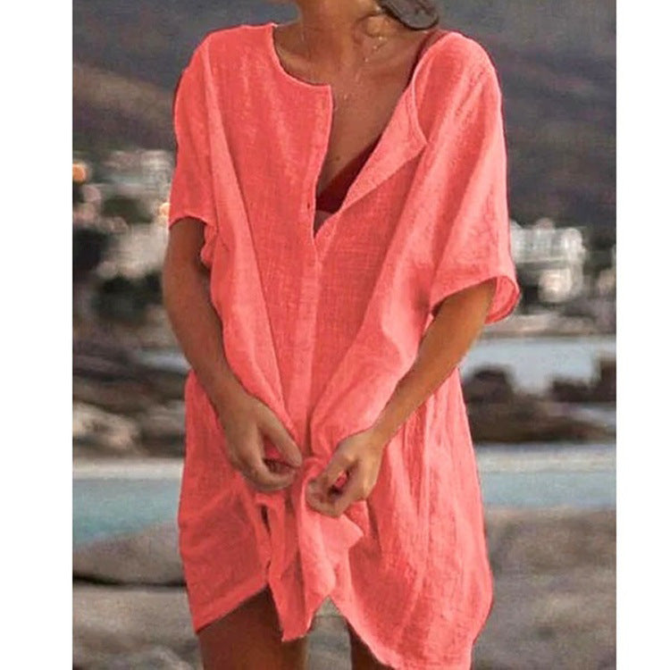 💁♀️Karstā izpārdošana 🔥 Sieviešu kokvilnas un lina brīvs garais krekls (S-8XL)