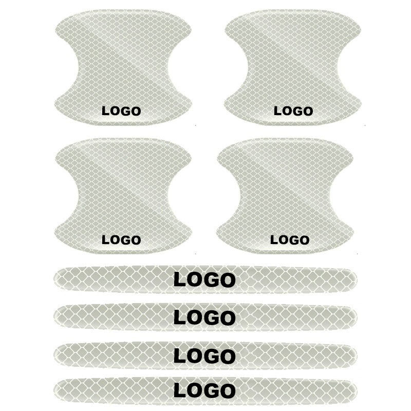 Naklejka na klamkę drzwi samochodu (miska drzwi + pasek antykolizyjny/zestaw 8 sztuk)