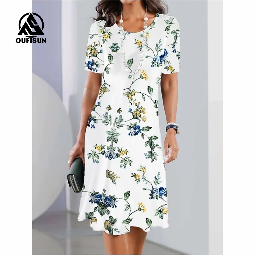 Moda kwiatowy nadruk krótkie rękawowe sukienki Maxi Motyl Kwiatowy długi sukienka