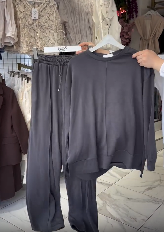Komplet damskich spodni bawełnianych z długim rękawem i okrągłym dekoltem