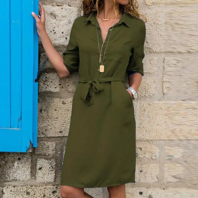 Sukienka koszulowa casualowa o długości do kolan