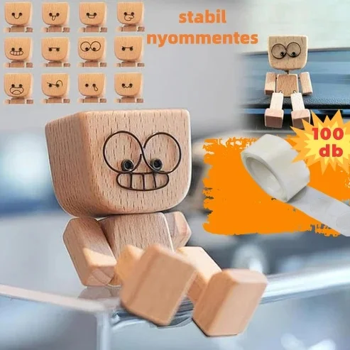 Rozkošná malá drevená figúrka, ktorá sa pohybuje pomocou 12 rôznych výrazov tváre-SK