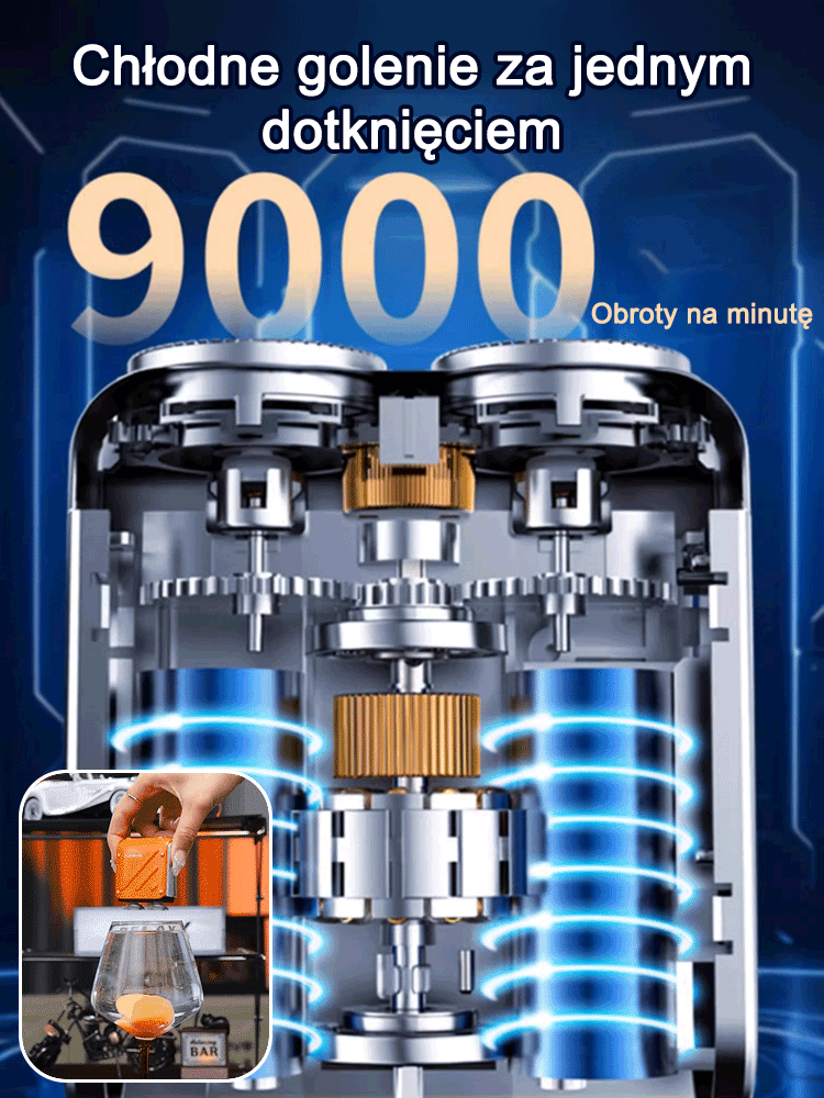 Mała stalowa maszynka do golenia z zawieszonym ostrzem magnetycznym