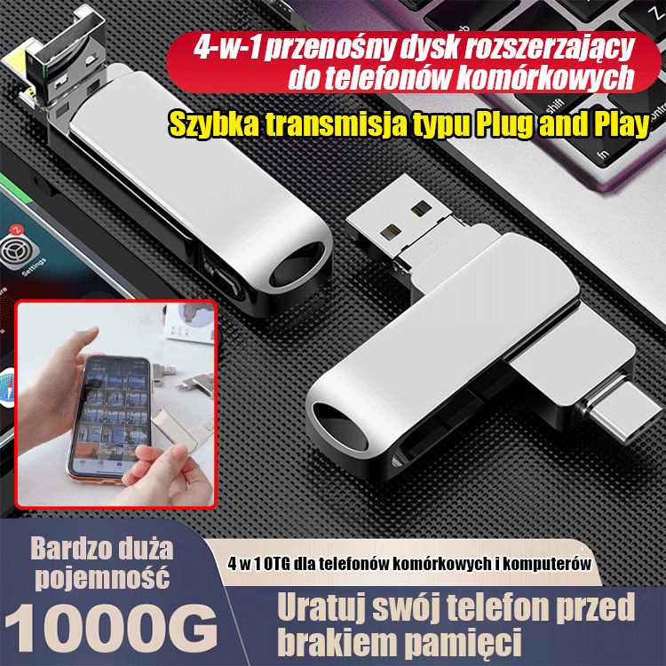 Mobilna pamięć USB 4 w 1 o dużej pojemności
