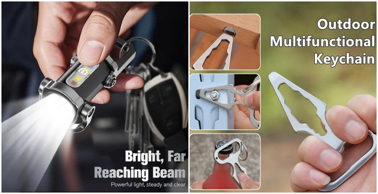 【✨1+1 nemokamai】Nešiojamas, įkraunamas, ryškus žibintuvėlis raktų pakabukui-LT