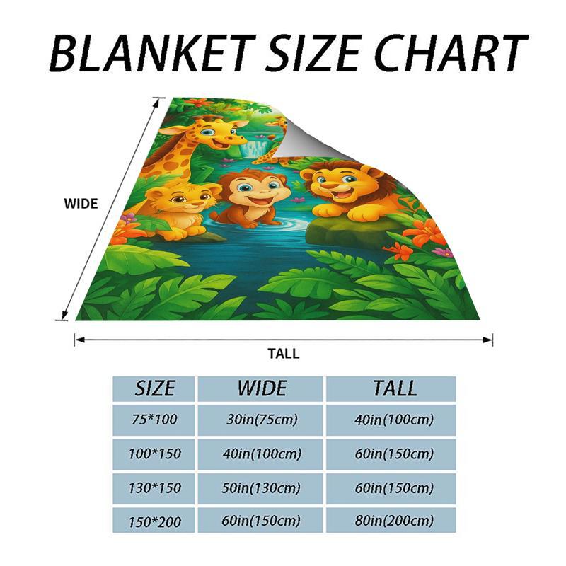 Pliušinė flanelinė antklodė su animacinio džiunglių raštu-LT