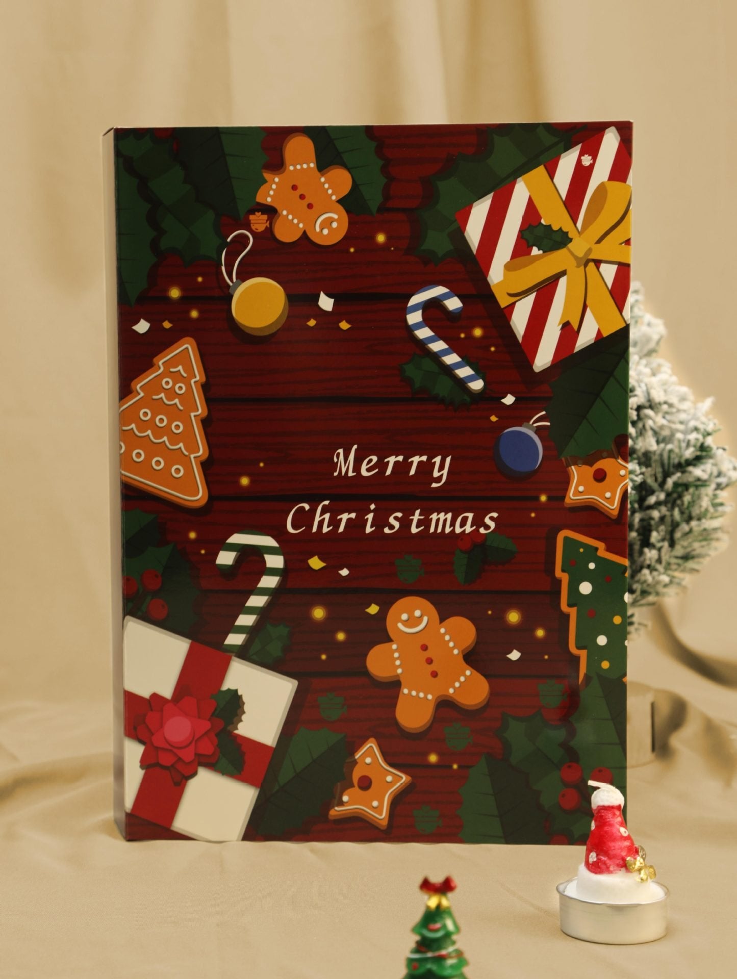 Różowy marmurowy kalendarz adwentowy 2025, 24-dniowe pudełko z odliczaniem do świąt Bożego Narodzenia