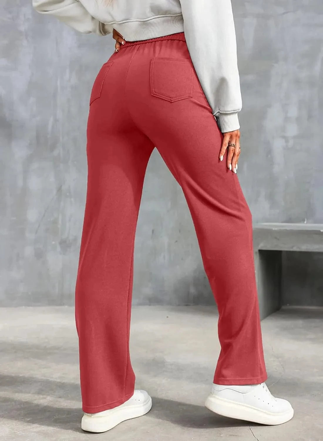 Elastyczne spodnie rekreacyjne z wysokim stanem