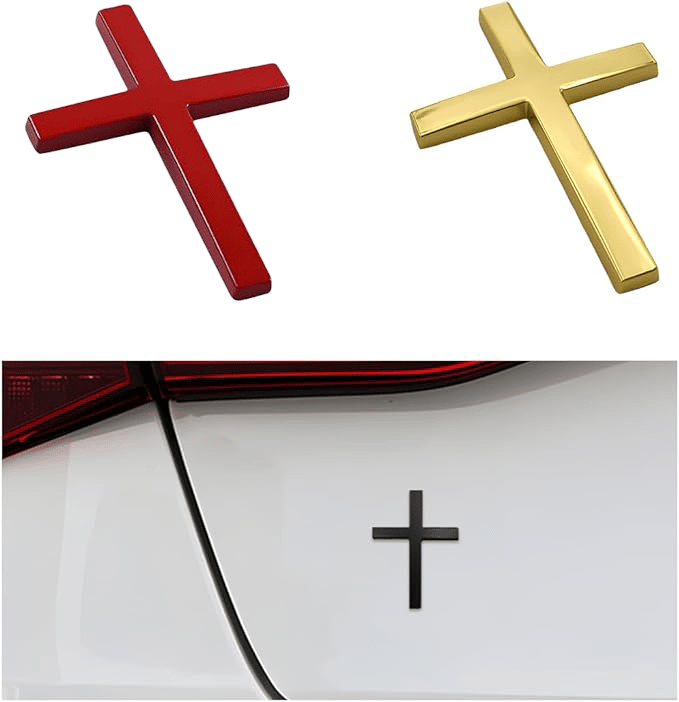 3D metalinio kryžiaus automobilio lipdukas-LT