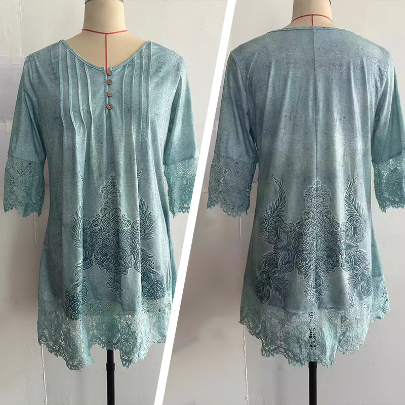 Elegancka damska sukienka koronkowa z półrękawkami i spiczastym dekoltem