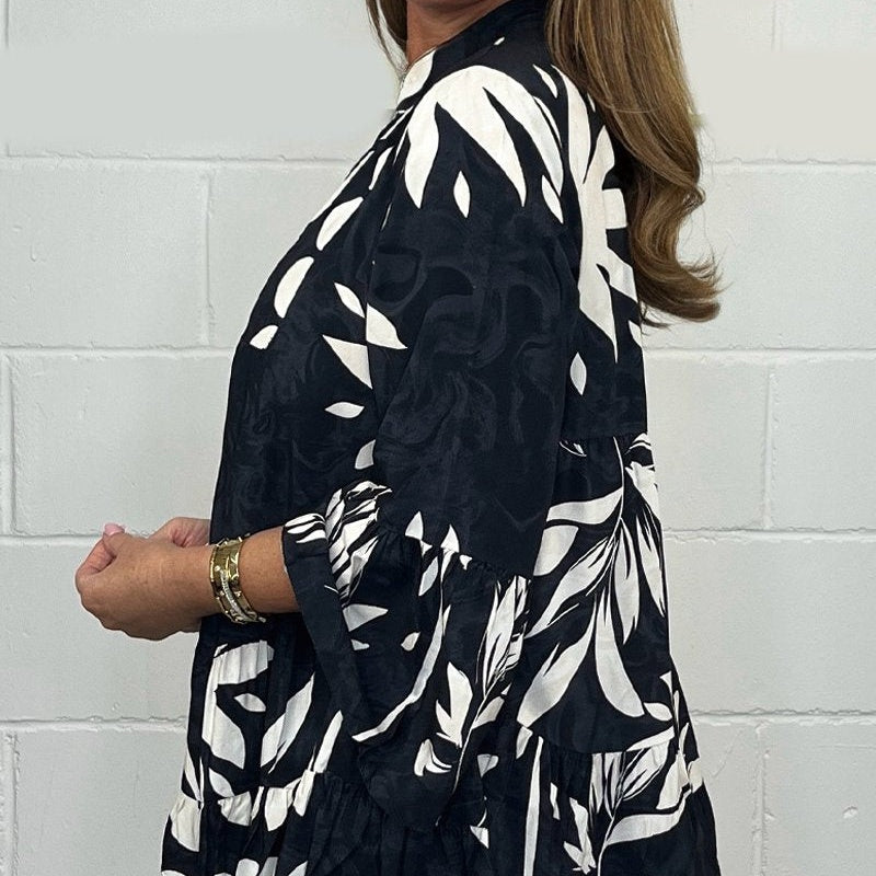 🌷Top z dekoltem w serek i falbaniastymi rękawami w kwiaty