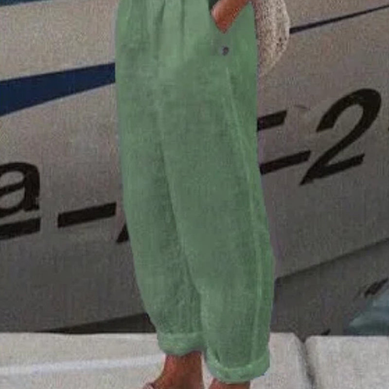 Oddychające Lniane Spodnie Casualowe