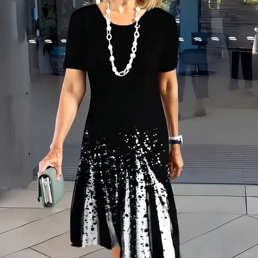 Sukienka plisowana damska w bloki kolorystyczne