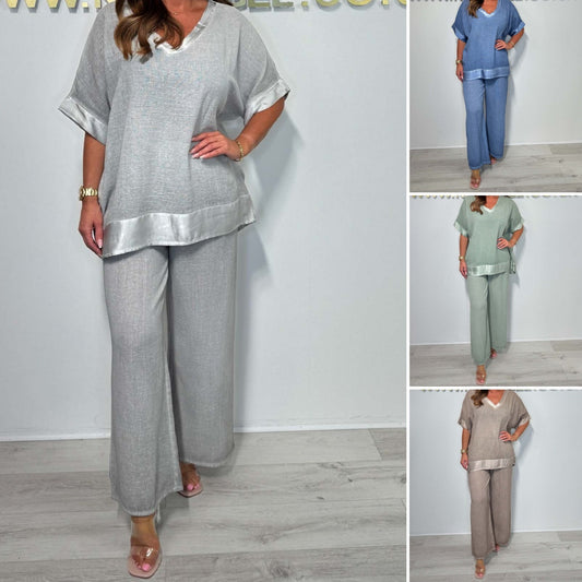 🌷💗Swobodny dwuczęściowy zestaw z dekoltem w kształcie litery V