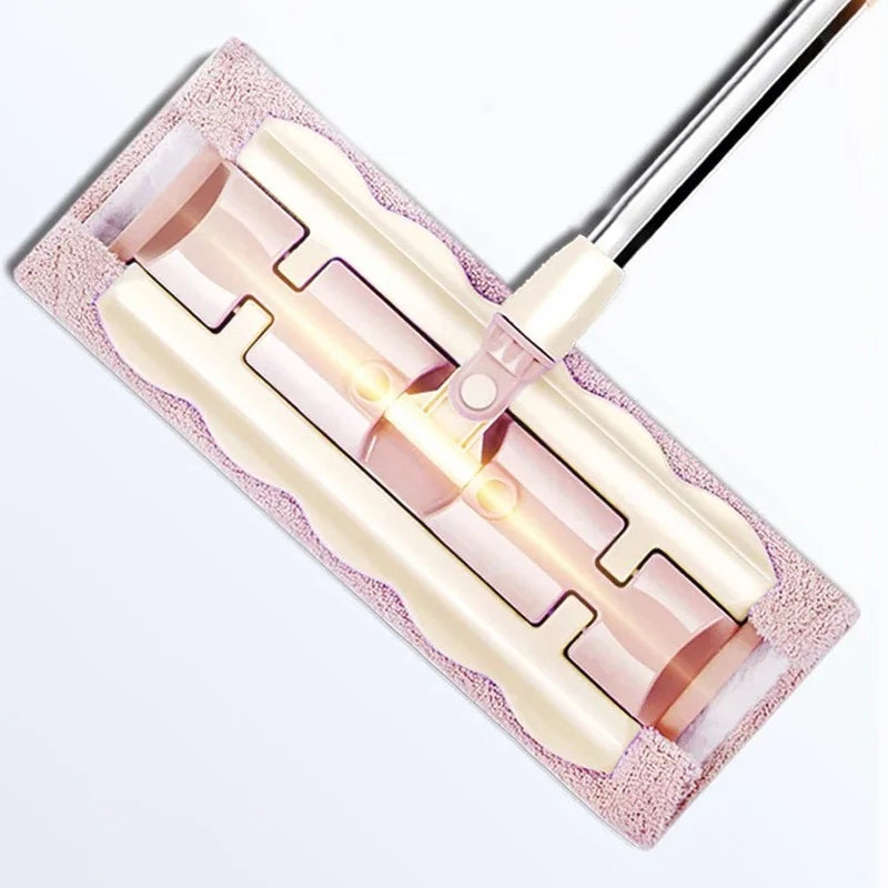 Duży płaski mop z prętem ze stali nierdzewnej