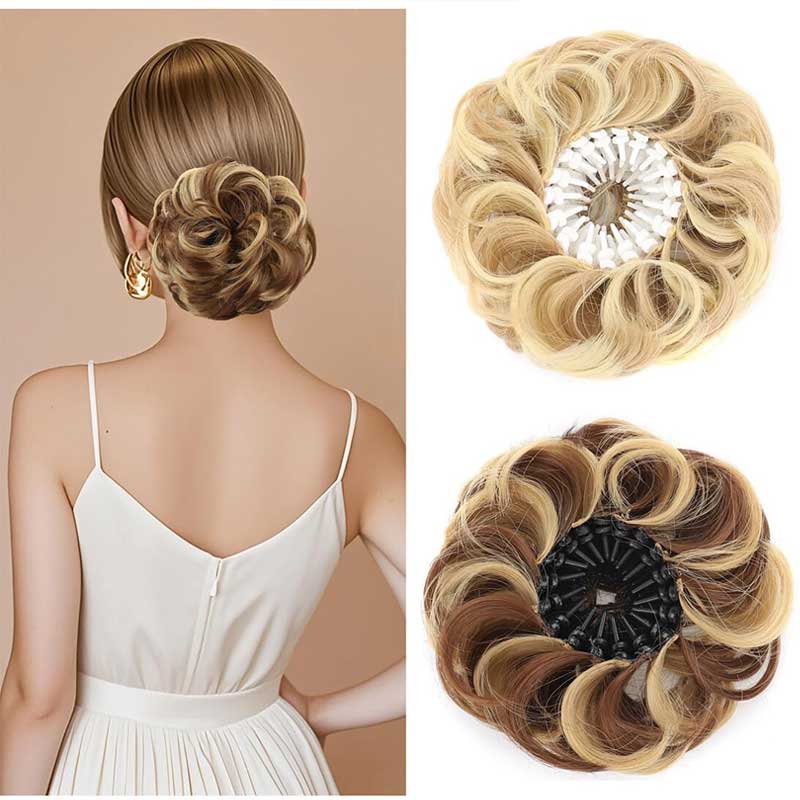 💁♀️ Obfity kok z syntetycznych włosów z regulowaną klamrą