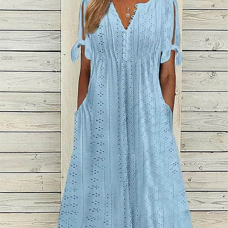 Κομψό γυναικείο φόρεμα με V-λαιμόκοψη-GR