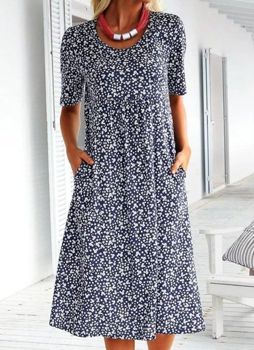 🎁2024 Hot New Year Sale🎁 Vestido casual de mujer con escote en punta (8 colores con bolsillos)-TAB