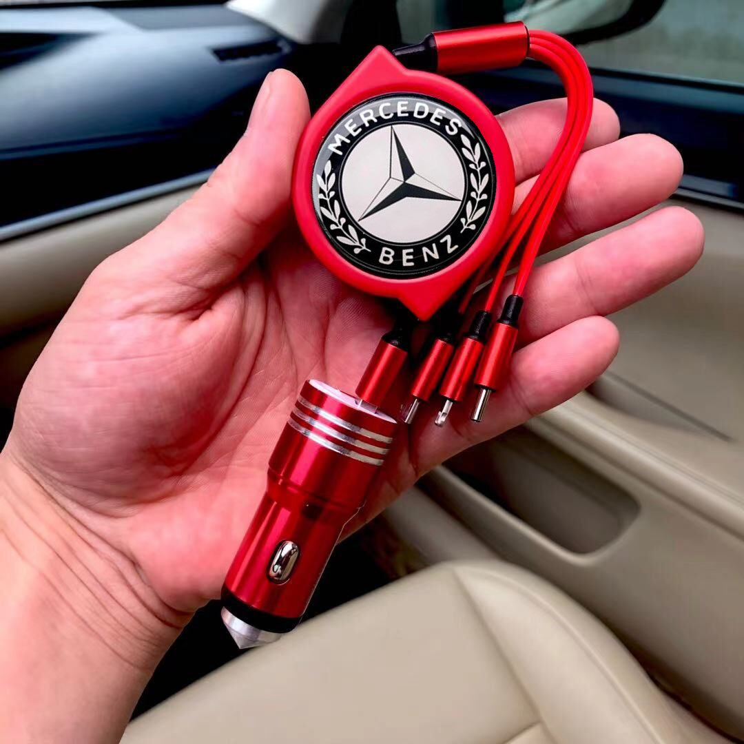 3 w 1 zwijany kabel do transmisji danych w samochodzie + bezpłatna ładowarka samochodowa