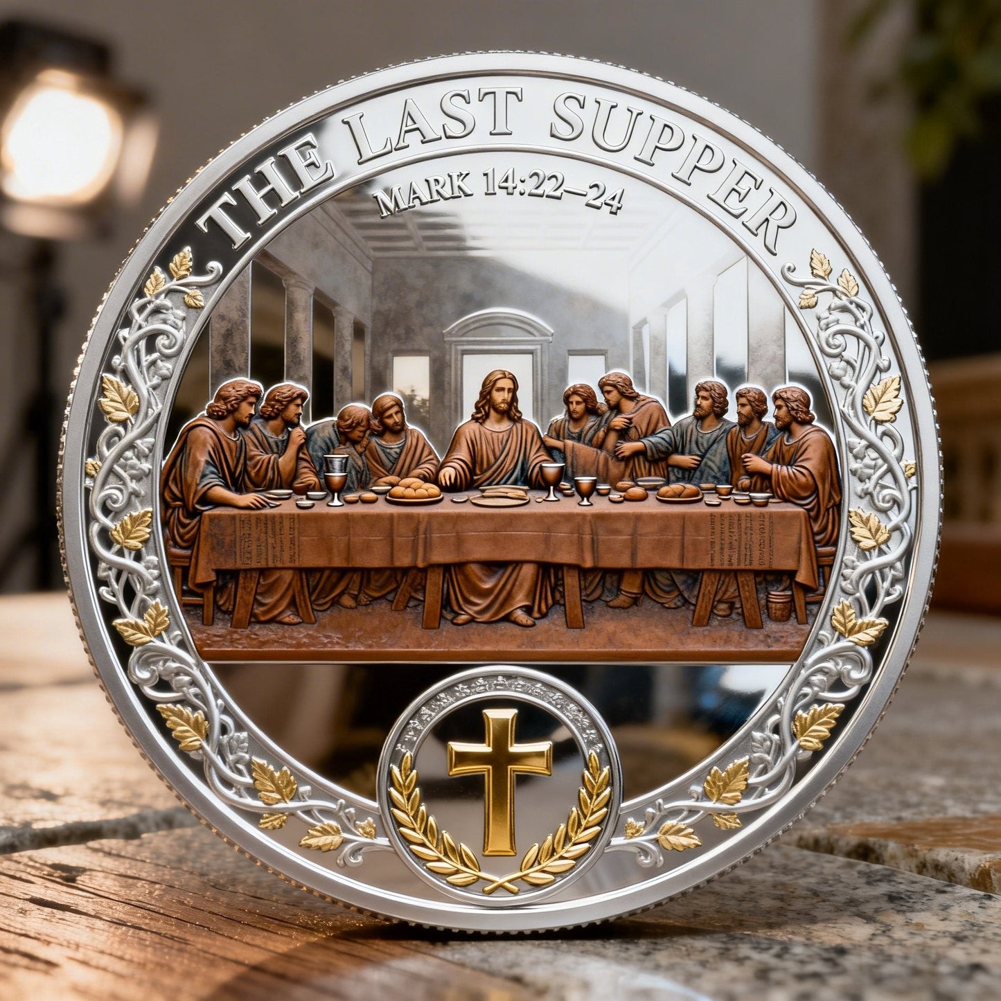 ❤️Paskutinę dieną taikoma 50 % nuolaida – ✝️ Krikščioniška atminimo moneta „Paskutinė vakarienė“-LT