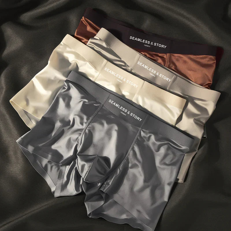 (3 τεμ.) Elegant Ice Silk Ανδρικά Εσώρουχα από την Mulberry Silk Αντιμικροβιακά Ανδρικά Μποξεράκια-LT