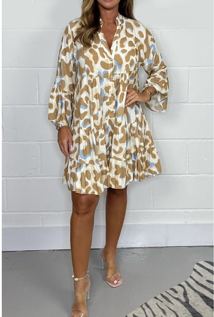 Wiosenne i letnie nowe duże rozmiary nieregularnych sukienek z nadrukiem