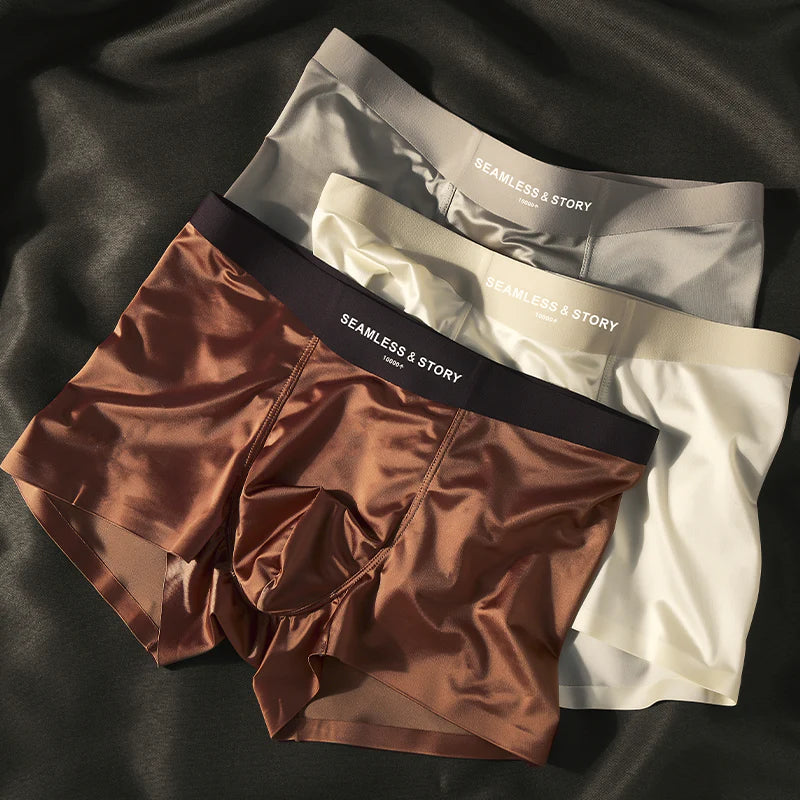 (3 τεμ.) Elegant Ice Silk Ανδρικά Εσώρουχα από την Mulberry Silk Αντιμικροβιακά Ανδρικά Μποξεράκια-LT
