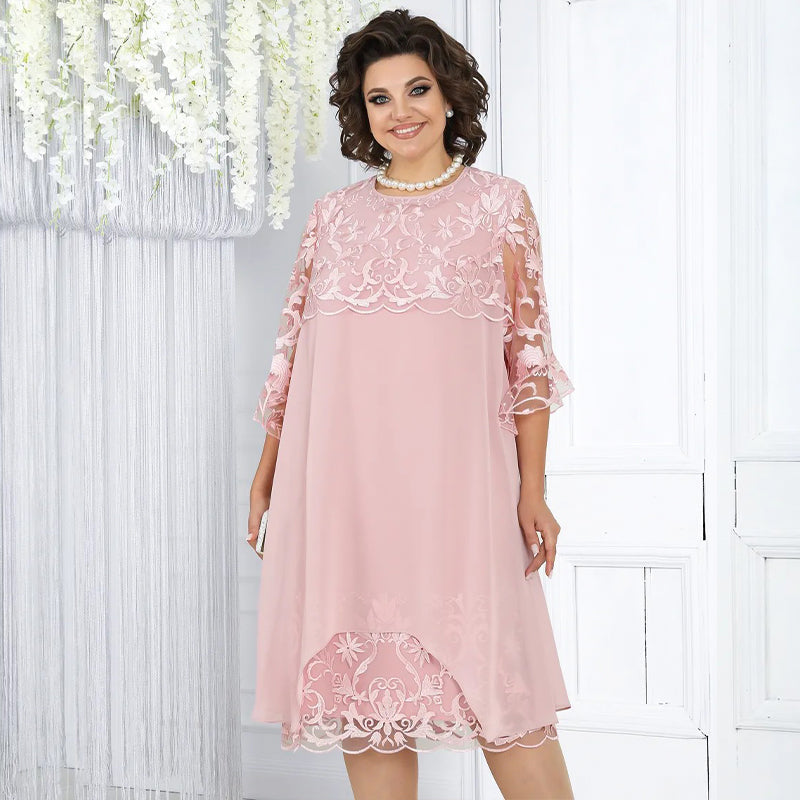 Damska luźna koronkowa sukienka midi