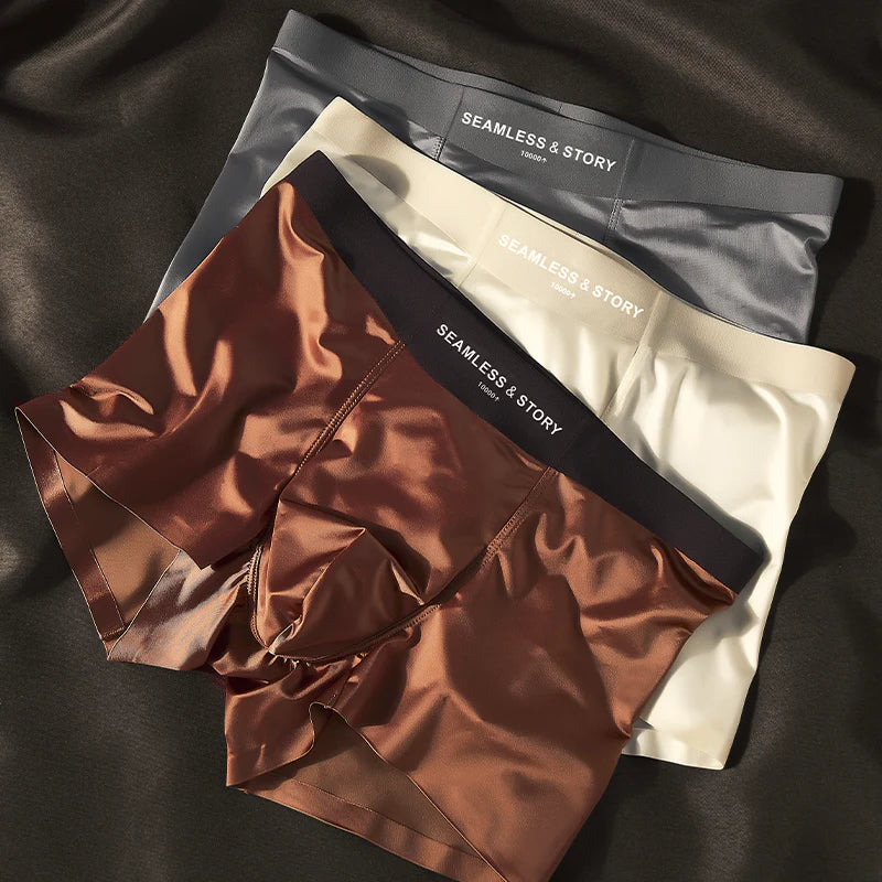 (3 τεμ.) Elegant Ice Silk Ανδρικά Εσώρουχα από την Mulberry Silk Αντιμικροβιακά Ανδρικά Μποξεράκια-LT