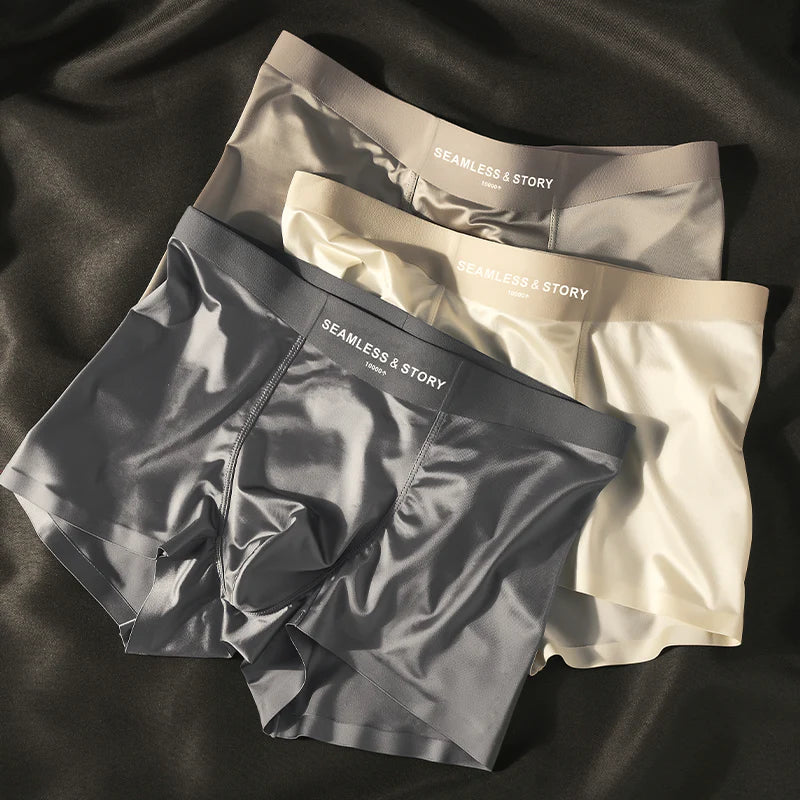 (3 τεμ.) Elegant Ice Silk Ανδρικά Εσώρουχα από την Mulberry Silk Αντιμικροβιακά Ανδρικά Μποξεράκια-LT