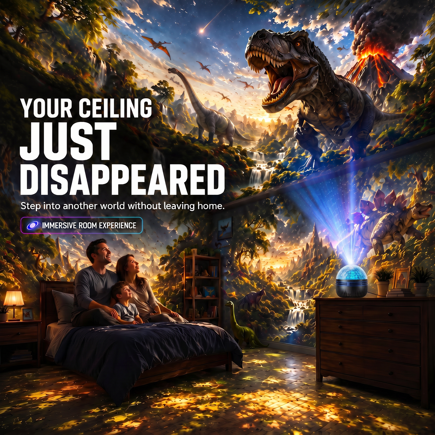 🦖🎁360°-os intelligens holografikus csillagos égbolt projektor (HD intelligens dinamikus 5D)