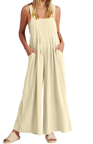 💝Damski kombinezon bez rękawów z szerokimi nogawkami i kieszeniami