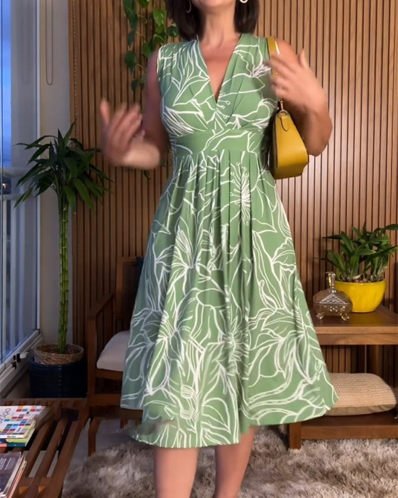 💃Lisaks suuruses varrukateta V-kaelusega vöökohaga kleit
