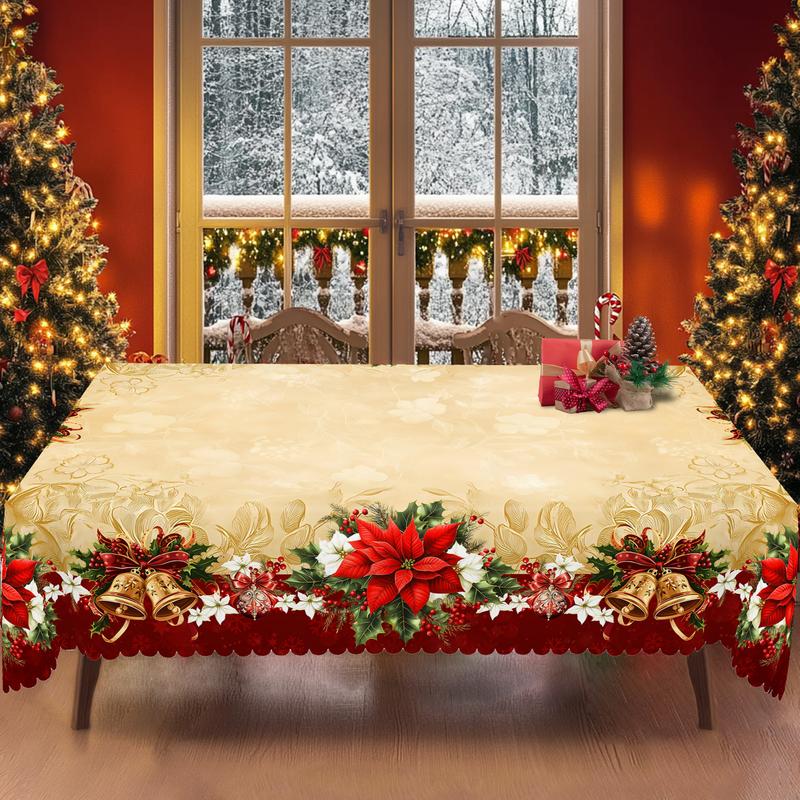 Obrus świąteczny premium - uroczy motyw Świętego Mikołaja i renifera na radosne chwile w gronie rodzinnym