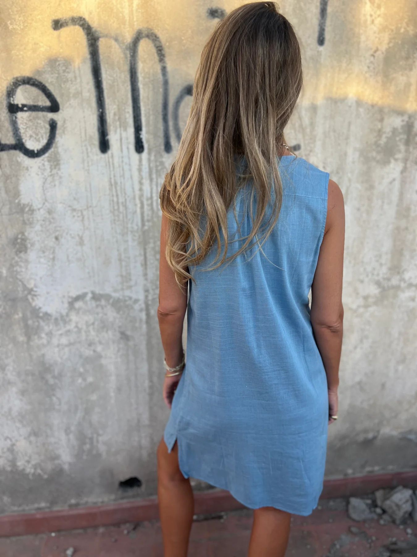 Damska stała kolorowa bawełniana i lniana sukienka