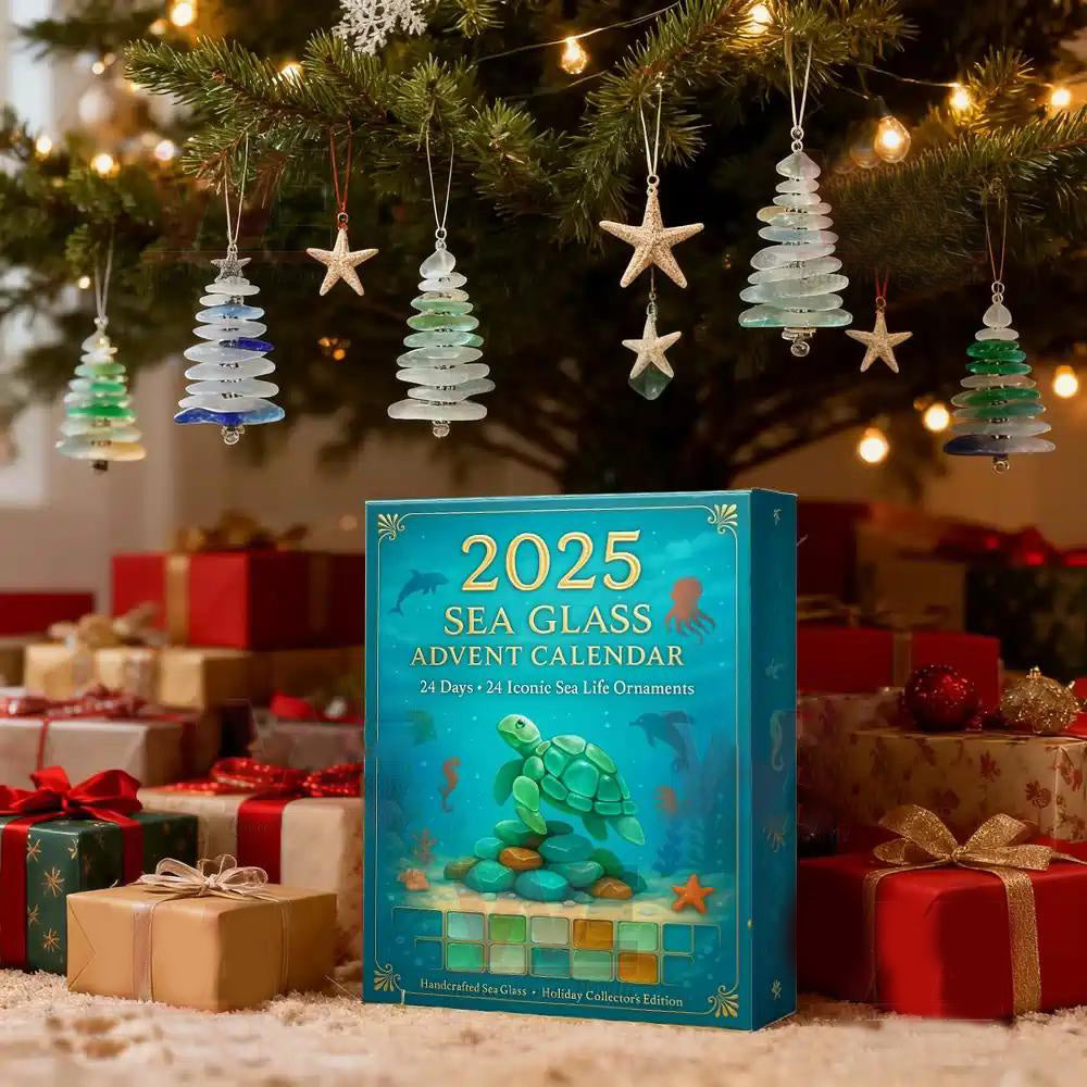 🎁🐟Kalendarz adwentowy z motywem życia morskiego na rok 2025 ze szkła morskiego🎁