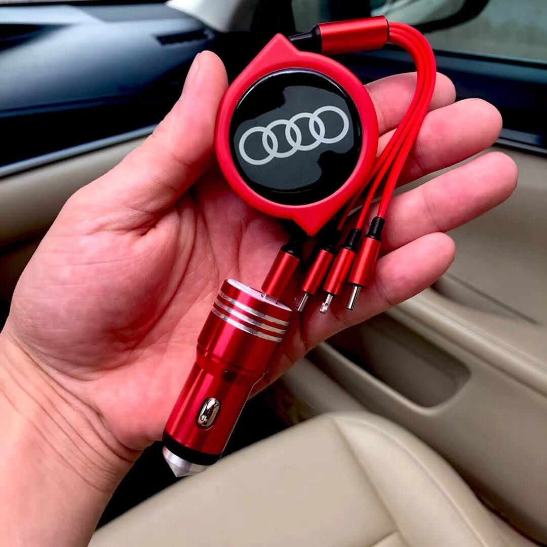 3 w 1 zwijany kabel do transmisji danych w samochodzie + bezpłatna ładowarka samochodowa