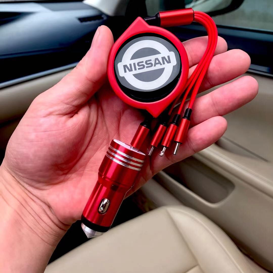 3 w 1 zwijany kabel do transmisji danych w samochodzie + bezpłatna ładowarka samochodowa