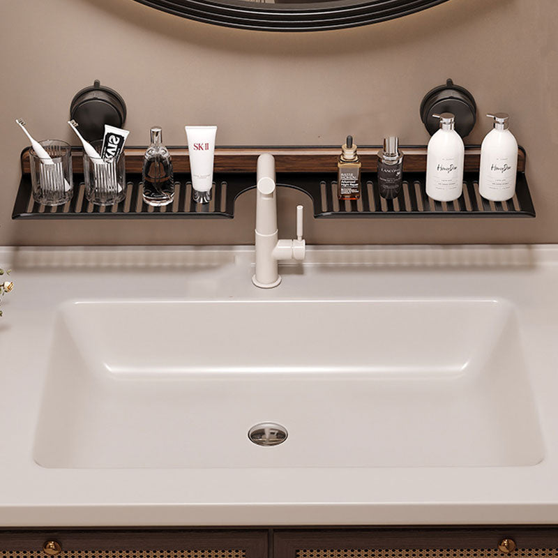 Uchwyt na kran z orzecha włoskiego, aluminiowy, bez wiercenia: pusty odpływ, mocny i trwały