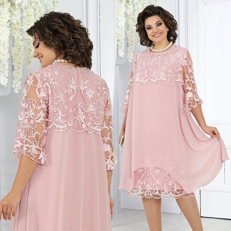 Damska luźna koronkowa sukienka midi