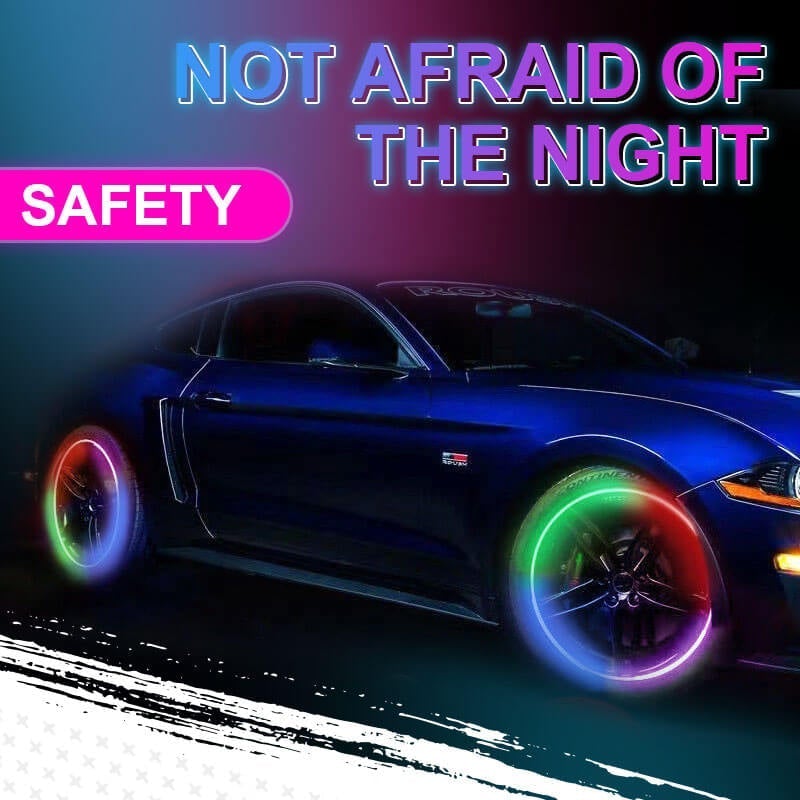 🌈 💡 Wodoodporne światła LED do kół 【✨ 1+3 gratis】