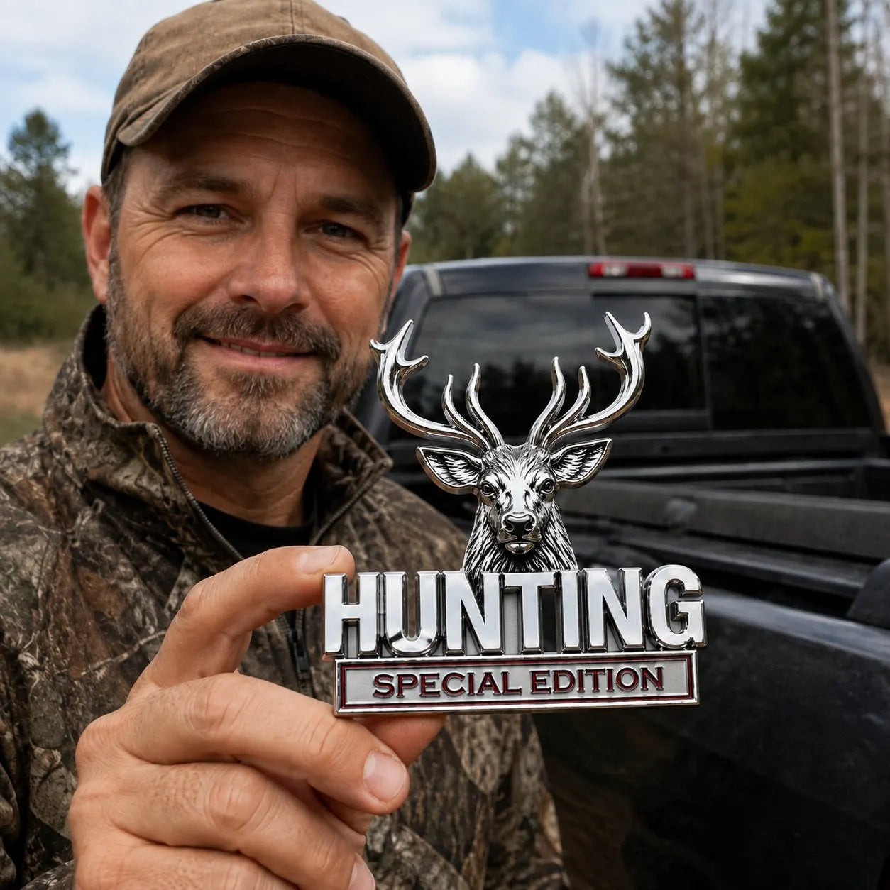 🦌 HUNTING Special Edition - 3D krómozott fém embléma az autódba