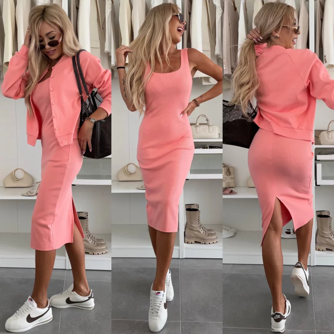 Damski 2 w 1 casualowy bawełniany garnitur