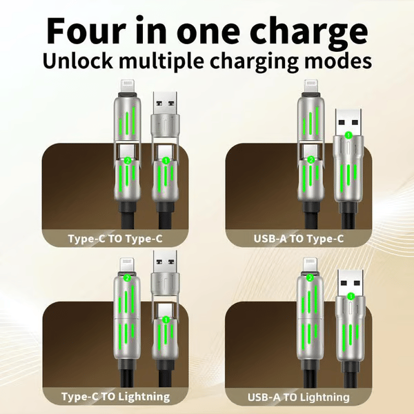 🔥4 viename USB įkrovimo laidas, greitas įkrovimas⚡-LT