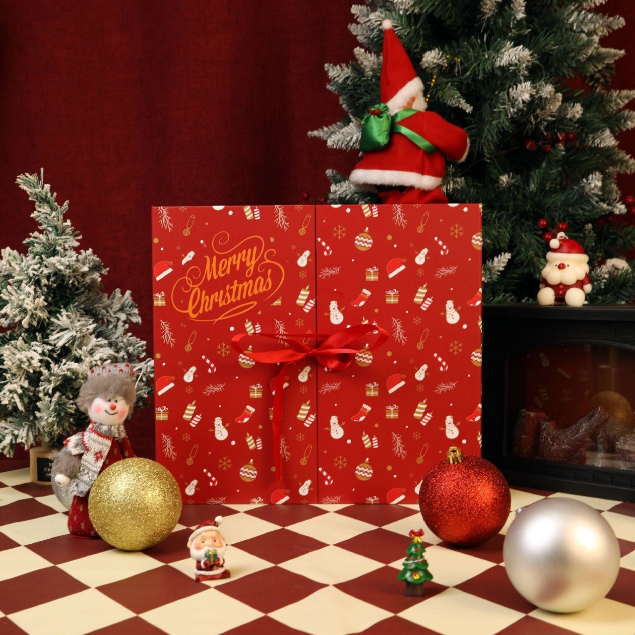 Różowy marmurowy kalendarz adwentowy 2025, 24-dniowe pudełko z odliczaniem do świąt Bożego Narodzenia