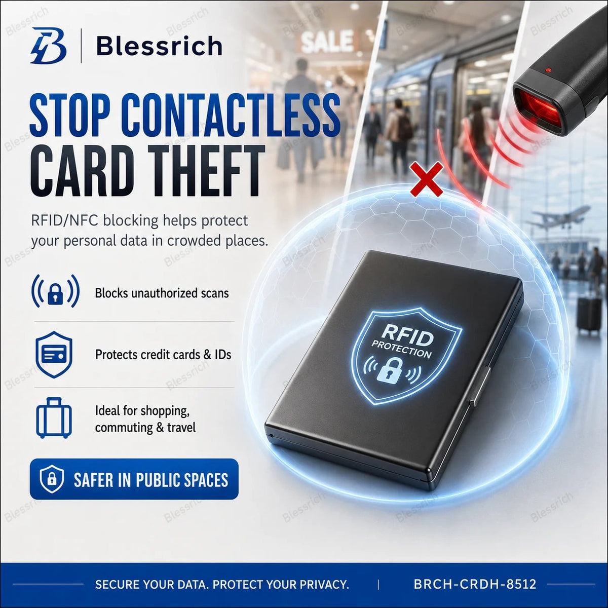 RFID blokkoló fém kártyatartó