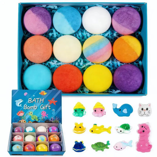 🔥🛁 Prírodné bomby do kúpeľa pre deti s mega bublinkami a prekvapením vo vnútri 🥚✨12 ks. [1 balenie]-SK
