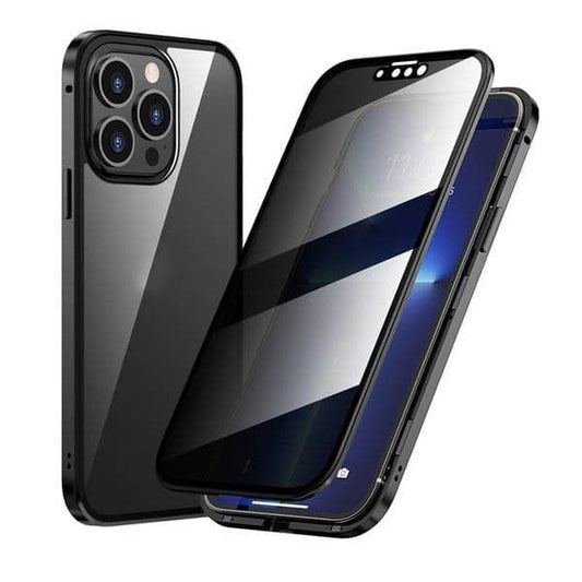 Magnetické puzdro na iPhone s antireflexným sklom a kovom-SK
