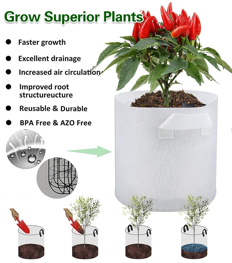 【10 szt.】🌱 3/4/5/7/10 galonowe worki do uprawy warzyw/kwiatów/roślin, mocne worki do uprawy z włókniny