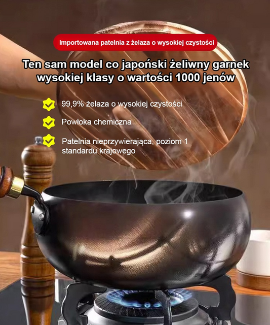 【Zdrowa patelnia bez powłoki】Czyste żelazo, nieprzywierająca.